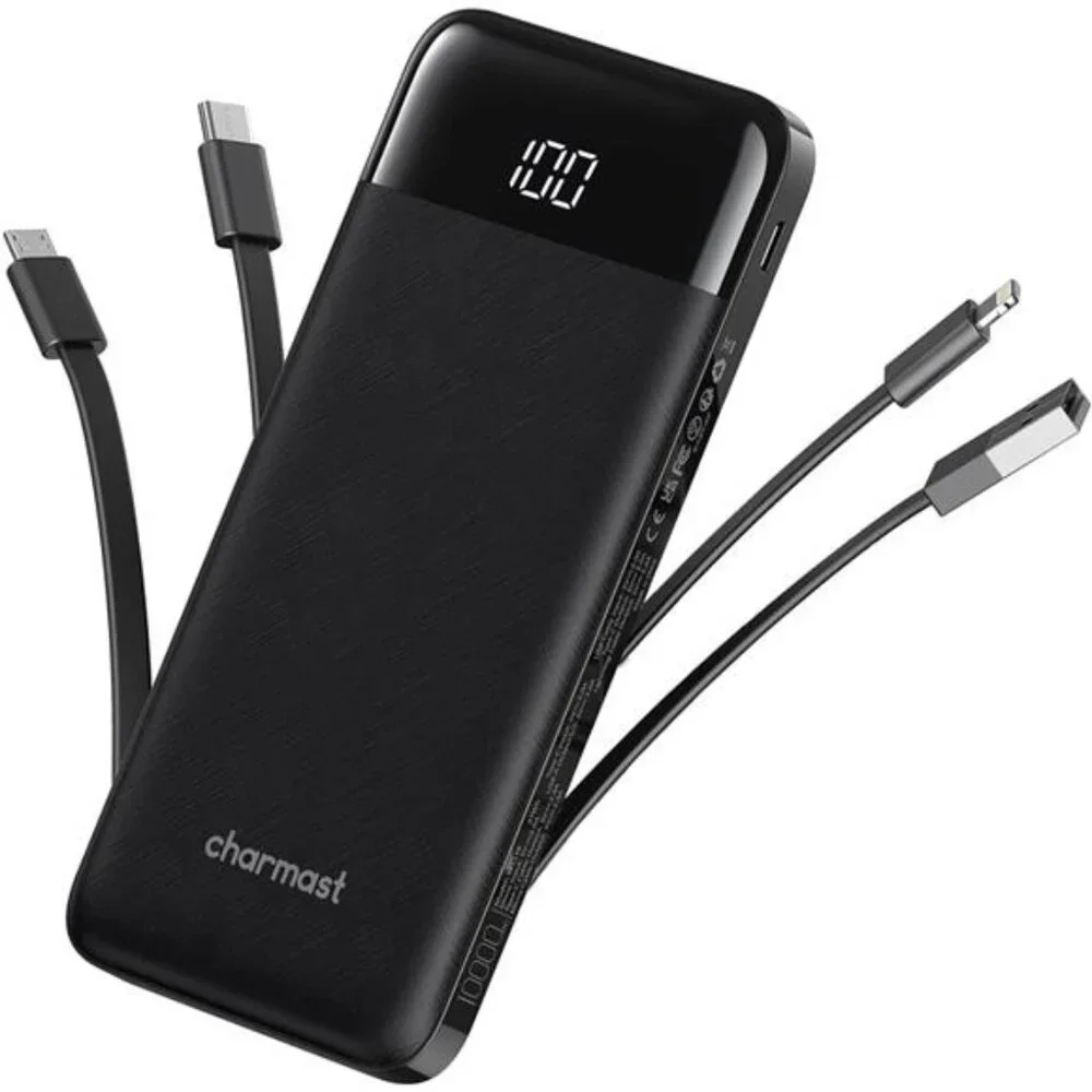 Portable Charger with Built in Cables, Portable Charger with Cords Wires Slim